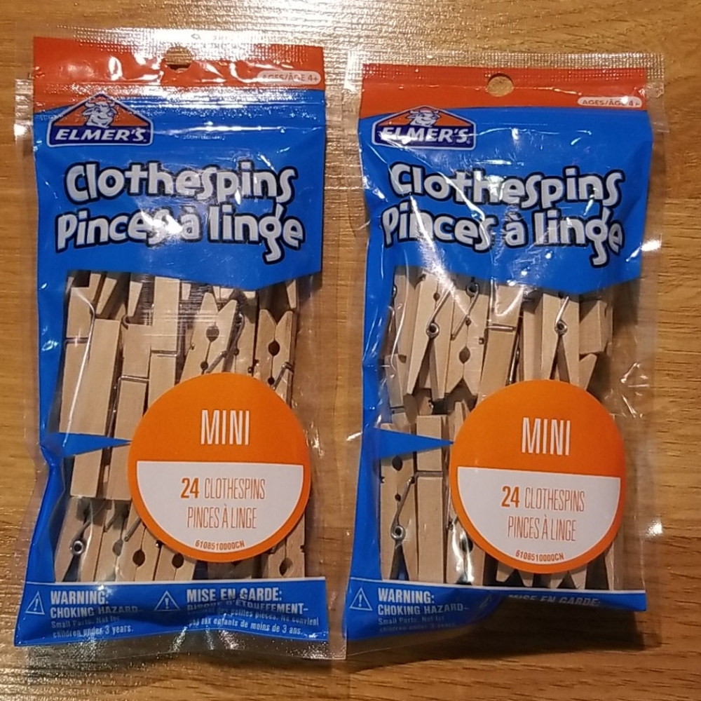 Elmer's mini clothespins 2 packs 24 each